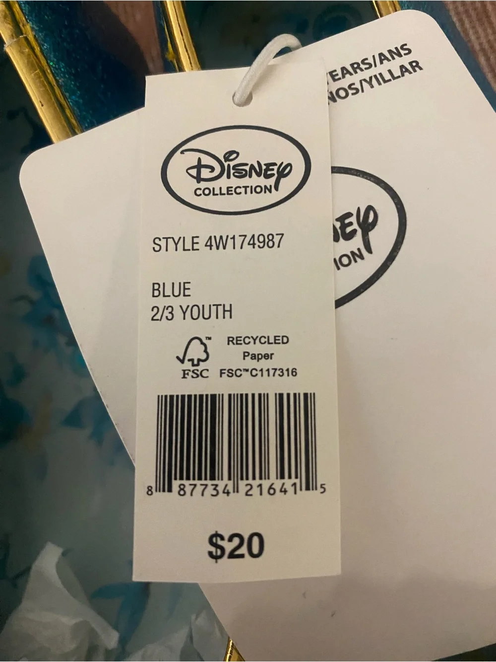 Disney Princess Jasmine Kids Costume Shoes Size Youth 2/3 NWT